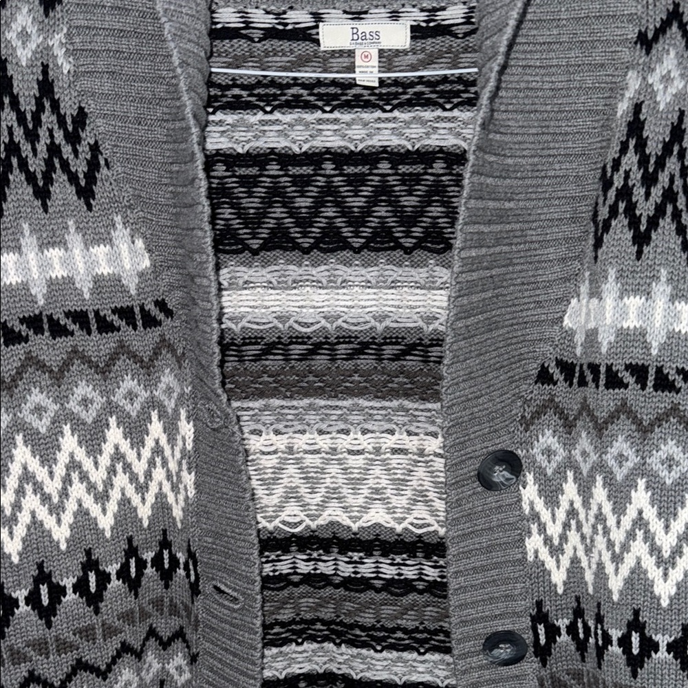 Gray Patterned Cardigan Sweater - Picture 6 of 6